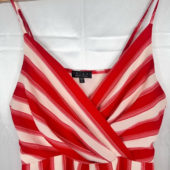 Red and White Womens Adjustable Strap Lined Romper Size XL - Picture 3 of 10